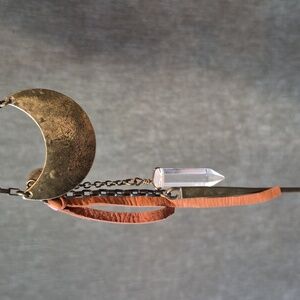 Crescent Moon Crystal Leather Keychain